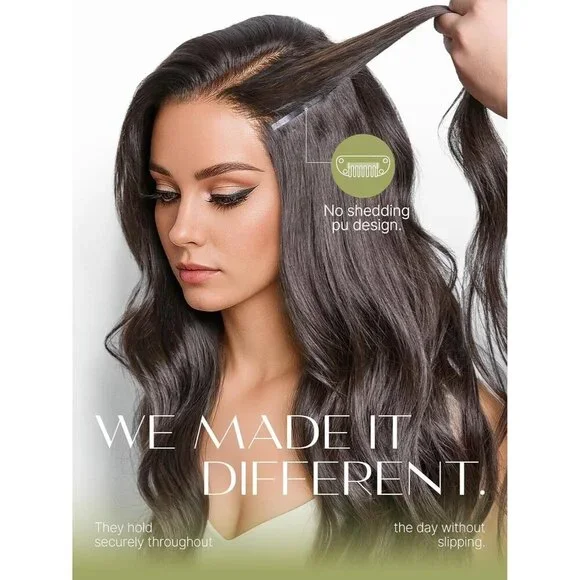 Clip Ins Hair Extensions Human Hair Dark Brown 100g 7 Piece Seamless